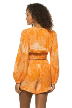 Topaz Lace Up Crop Top -Sunny Sundress Sales 26190213 Apparel Top Orange Back