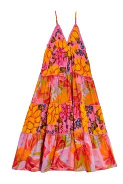 Farm Rio Flowers Garden Maxi Dress -Sunny Sundress Sales 303980 Apparel Dress Flowers Garden Pink Colorful Laydown