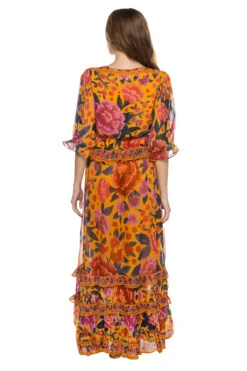 Farm Rio Floral Dream Ruffle Maxi Dress -Sunny Sundress Sales 304571 Apparel Dress Multi Back