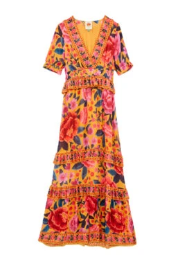 Farm Rio Floral Dream Ruffle Maxi Dress -Sunny Sundress Sales 304571 Apparel Dress Multi Laydown
