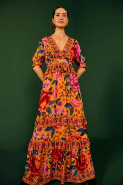 Farm Rio Floral Dream Ruffle Maxi Dress -Sunny Sundress Sales 304571 Apparel Dress Multi Lifestyle