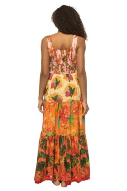 Farm Rio Mixed Warm Floral Maxi Dress -Sunny Sundress Sales 306170 Apparel Dress Mixed Warm Back