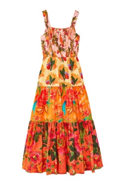 Farm Rio Mixed Warm Floral Maxi Dress -Sunny Sundress Sales 306170 Apparel Dress Mixed Warm Laydown