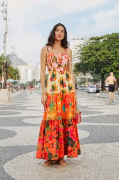 Farm Rio Mixed Warm Floral Maxi Dress -Sunny Sundress Sales 306170 Apparel Dress Mixed Warm Lifestyle