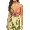 Farm Rio Toucans Crop Top -Sunny Sundress Sales 306649 Apparel Top Rainbow Toucans Pink Rainbow Toucans Orange Front