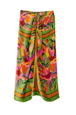 Farm Rio Toucans Scarf Wrap Skirt -Sunny Sundress Sales 308275 Apparel Bottom Toucans Scarf Laydown