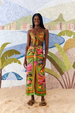 Farm Rio Toucans Scarf Wrap Skirt -Sunny Sundress Sales 308275 Apparel Bottom Toucans Scarf Lifestyle