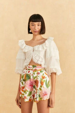 Farm Rio Macaw Bloom Shorts -Sunny Sundress Sales 309223 Apparel Bottom Off White Lifestyle