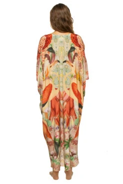 Long Xime Caftan -Sunny Sundress Sales 322R01 Apparel Dress Flamingos Back