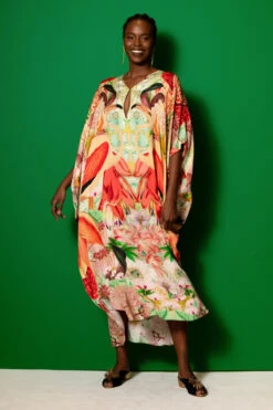 Long Xime Caftan -Sunny Sundress Sales 322R01 Apparel Dress Flamingos Lifestyle