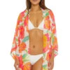 Poppy Tie-Front Beach Shirt -Sunny Sundress Sales 3733935 Apparel Top White Multi Front