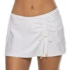 Cinch Side Skirted Hipster Bikini Bottom -Sunny Sundress Sales 412 WHE Apparel Bottom White Front