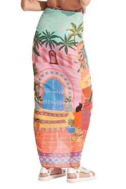 Seafolly On Vacation Sarong -Sunny Sundress Sales 54968 SG Apparel Bottom Azure Back