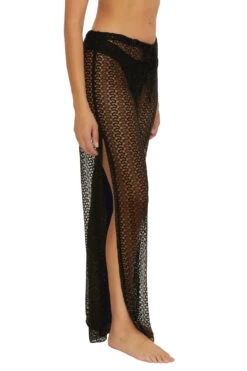 Golden Metallic Crochet Pants -Sunny Sundress Sales 8650471 Apparel Bottom Black Side