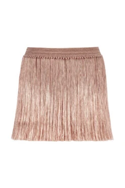 Angelica Fringe Mini Skirt -Sunny Sundress Sales ANGELICA FRINGE SKIRT Apparel Bottom Pearl Blush Laydown