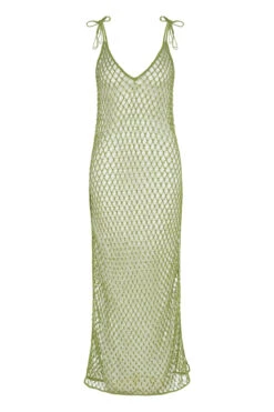 Metallic Crochet Cover Up -Sunny Sundress Sales ANTIQUE MOSS BEADED MAXI DRESS Apparel Dress Antique Moss Laydown