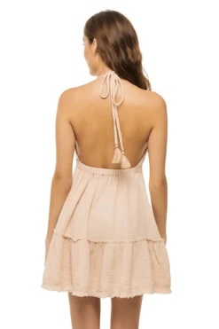 Halter Mini Dress -Sunny Sundress Sales B11203 Apparel Dress Washed Nude Back