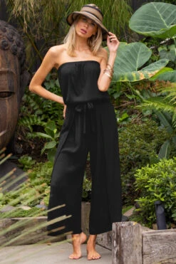 Ponza Strapless Jumpsuit -Sunny Sundress Sales C3052371 Apparel Jumpsuit Black Lifestyle1
