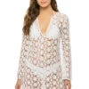 Sage Crochet Mini Dress -Sunny Sundress Sales CL409 Apparel Dress White Front