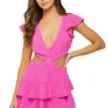 LoveShackFancy Audrina Cutout Mini Dress -Sunny Sundress Sales D1463 1371 Apparel Dress Flirty Fuschia Front