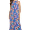 Georgette Maxi Dress -Sunny Sundress Sales GEORGESEQ Apparel Dress Blue Coral Front