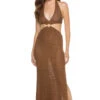 ELAN Halter Cutout Maxi Dress -Sunny Sundress Sales HHC5824 Apparel Dress Brown Front