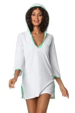 Hooded Terry Tunic -Sunny Sundress Sales HJ25 0706HAP Apparel Top White Front1