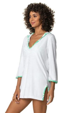 Hooded Terry Tunic -Sunny Sundress Sales HJ25 0706HAP Apparel Top White Side