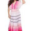 Zena Plunge Maxi Dress -Sunny Sundress Sales HSW2211C1 Apparel Dress Pink Front