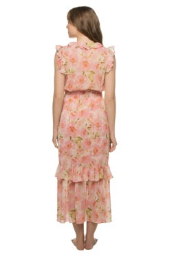 Kidada Ruffle Midi Dress -Sunny Sundress Sales INDL84100 Apparel Dress Blushing Flora Back