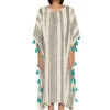 Jamaica Long Caftan -Sunny Sundress Sales JAMAICA CAFTAN Apparel Top Charcoal Aqua Front