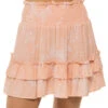 Smocked Ruffle Mini Skirt -Sunny Sundress Sales JM11099 Apparel Bottom Pink Orange Jungle Palm Front