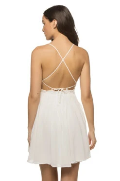 Plunge Mini Dress -Sunny Sundress Sales JM11248 Apparel Dress Ivory Back