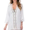 Crochet Lace Trim V-Neck Tunic