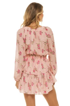 LoveShackFancy Popover V-Neck Mini Dress 5 LoveShackFancy Popover V-Neck Mini Dress -Sunny Sundress Sales LD256 1420 Apparel Dress Pink Ivy Back