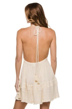 ELAN Sleeveless Halter Mini Dress -Sunny Sundress Sales OG5725 Apparel Dress Natural Back