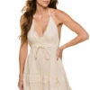 ELAN Sleeveless Halter Mini Dress -Sunny Sundress Sales OG5725 Apparel Dress Natural Front