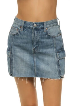 Rhea Distressed Denim Mini Skirt
