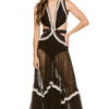 Fringe Trim Sleeveless Beach Dress -Sunny Sundress Sales PTB BLACK BL Sundresses Front 104028