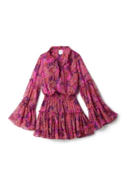 Leeva Mini Dress -Sunny Sundress Sales QUDR8367 Apparel Dress Fuchsia Batik Laydown
