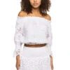 Monaco Embroidered Off-Shoulder Crop Top -Sunny Sundress Sales TEPO WHITE WH Tops Front 102185