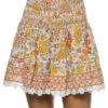 Galia Smocked Mini Skirt -Sunny Sundress Sales WGLS23U7AQO Apparel Bottom Orange Aquarelle Front