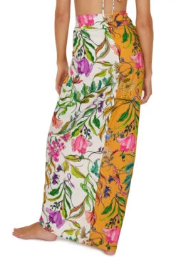 Long Floral Sarong -Sunny Sundress Sales WLB 1068S Apparel Bottom Wild Bloom Back