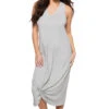 Reverie Knot Triblend Tank Dress -Sunny Sundress Sales ZD212794 Apparel Dress Soft Sage Front