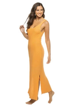 Brayden Knit Midi Dress -Sunny Sundress Sales ZD231203 Apparel Dress Papaya Side